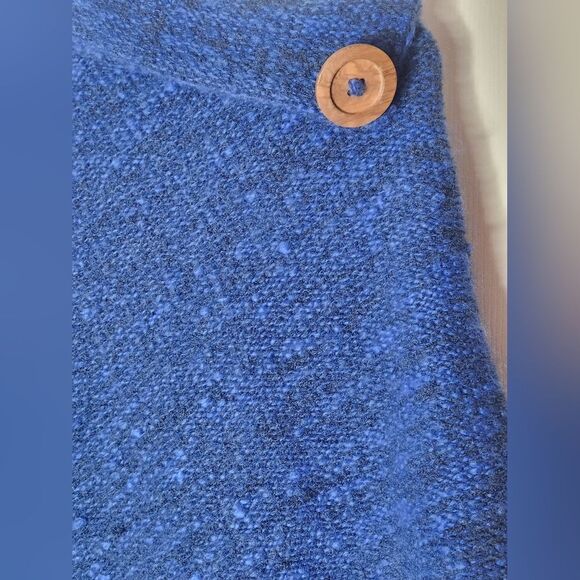 Unbranded One Size Melange Blue Turtleneck Knitted  WOOL Blend  Women’s Poncho - Picture 2 of 6